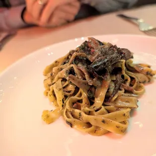 TAGLIATELLE black trumpet mushrooms, bagna cauda black truffle 38 (this is half the portion)