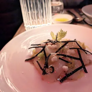 CANESTRELLI nantucket bay scallops, black truffle celer y root, hazelnut oil 34
