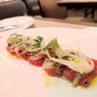 TONNO bluefin tuna, calamari vinaigrette fresno chilies 31