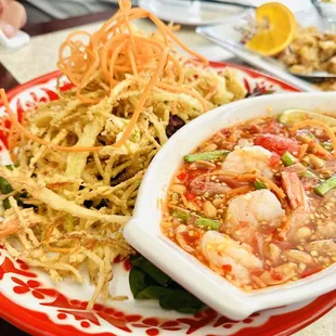 Fried papaya salad... order this.... So good!!!