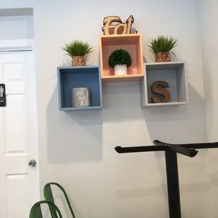 a green chair and table