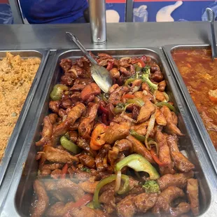 a buffet of food