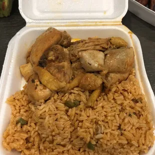 arroz con gandules y pollo guisado