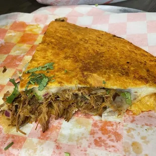 Inside the birria pizza