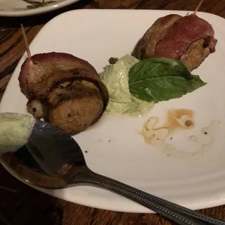 Bacon and Basil Wrapped Mushrooms