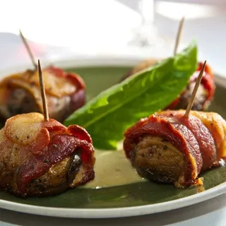 Bacon and Basil Wrapped Mushrooms