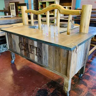 Custom made rustic repurposed bench