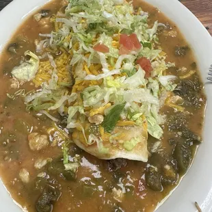 Beef and Bean Burrito (Deluxe) - extra hot green chile
