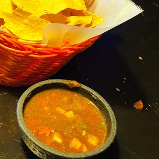 Complimentary salsa and chips