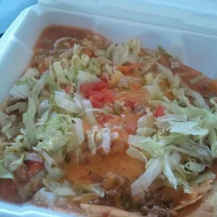 Indian taco with carnitas.