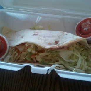 Soft chicken taco.