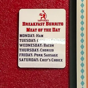 a sign for breakfast burrito