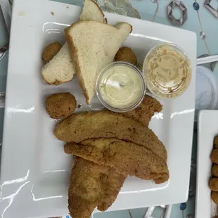 Swai dinner Mac n cheese. Hush puppies