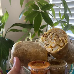 Chorizo egg, French fry, cheese breakfast burrito