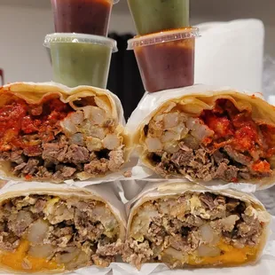 Hot cheetos, steak breakfast