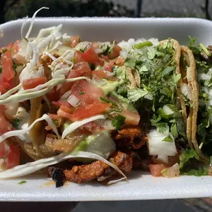 Fish, Al Pastor, Cabeza y Lengua taco