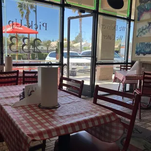 Inside the small quaint pizzeria