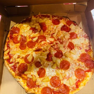 Large Pepperoni and Pineapple Pizza