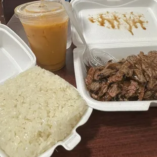 Crazy Steak and one serving of sticky rice.