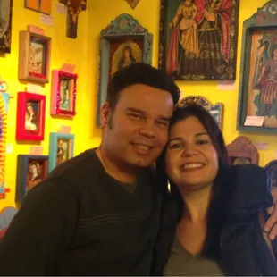 Johnny Salas and I posing in front of his beautiful shadow boxes.