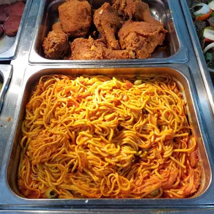 Fried chicken and Pasta below.