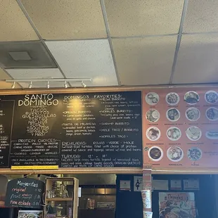 Menu at front of restaurant inside