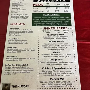 Front of menu