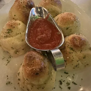 Garlic knots and some amazingly fresh sauce.