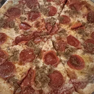 Pepperoni and Italian sweet sausage so yummy