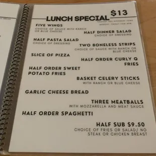Lunch Special Menu
