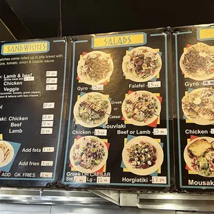 menus and prices