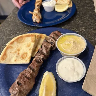 Side Skewers ($6.50), Pita and Hummus ($6)