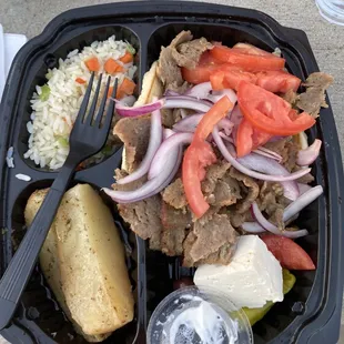 Gyro platter with rice &amp; potatoes
