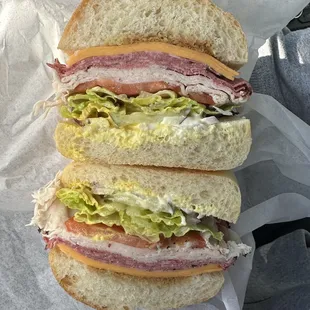 Pastrami &amp; turkey on a French roll