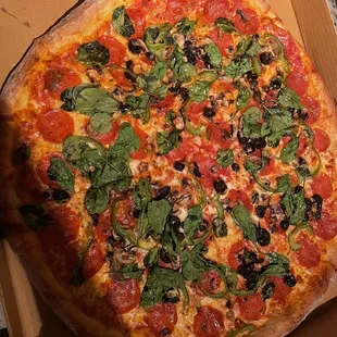 Veggie pizza with pepperoni