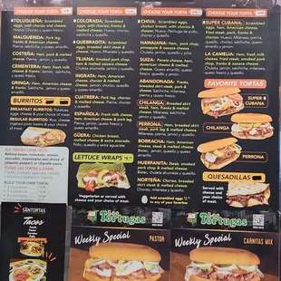 Santorts Mexican sandwich shop menu