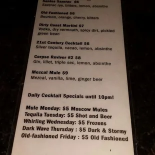 menu