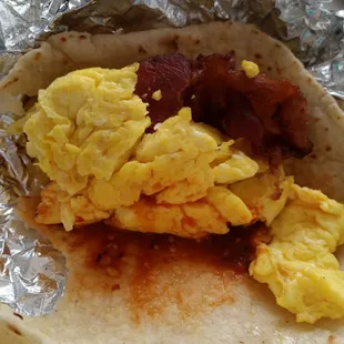 Bacon n egg, minus a bite ;)
