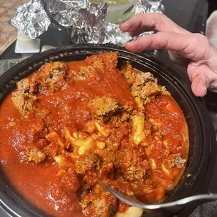 "Smashed meat ball sauce"