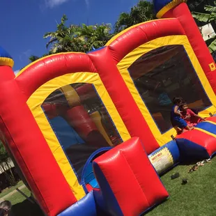 Bounce house has a slide