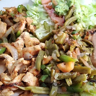 Friday's Lunch Special- Chicken Fajita plate with added nopales