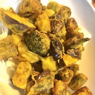 Veggie Pakora(okra, cauliflower, indian eggplant)