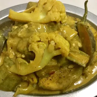 My veggie curry(okra, cauliflower, indian eggplant)