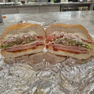 Ittalian Cold Cut Sandwich-Kaiser Roll w/ provolone, LTO, hot peppers, oil and vin, oregano and mayo.