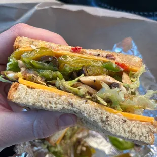 Veggie on rye with cheese