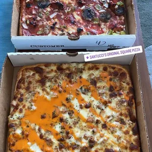 Buffalo Chicken pizza and the works pizza