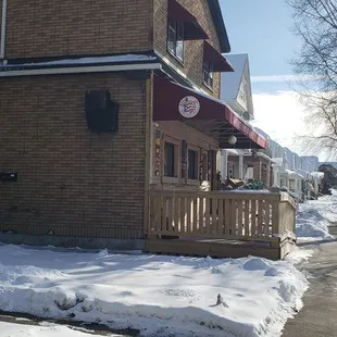 snow on the sidewalk