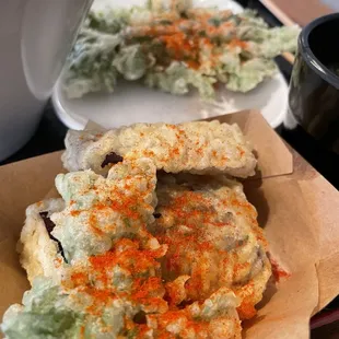 Tempura(eggplant and chrysanthemum)