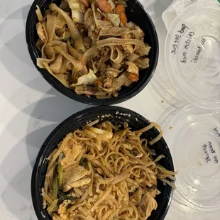 Pad See Ewe Noodles (top) &amp; Pad Thai Noodles (bottom)