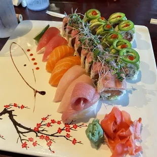 Tuna, salmon, hamachi, and Toro